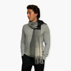 Humble Hilo 울 스카프 헤리티지 격자무늬 씨폼 블루 140694, 블랙 및 라이트 그레이