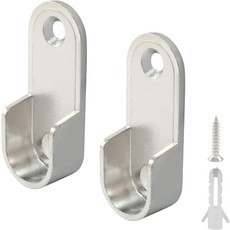 2팩 타원형 옷장 막대 끝 지지대 플랜지 15mm x 30mm 막대용 헤비 듀티 아연 합금 브래킷 홀더, 2