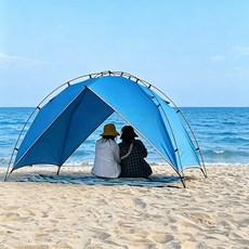 탑 랜더 경량 비치 돔형 그늘막 텐트 2~4인용 해변 공원 피크닉 캠핑용 자외선 차단 텐트, 스카이 블루