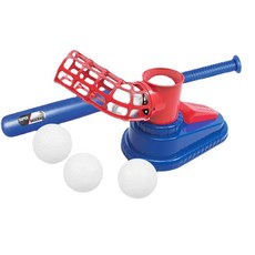 台灣現貨 送五球大號棒球發射器 棒球玩具 戶外玩具 兒童自主訓練 樂樂棒球 打擊玩具, 1個, 棒球發射器(發射器+球棒+5球)