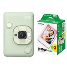 Instax 迷你相印機 (含底片) - 隨時捕捉生活美好瞬間 即時列印分享喜悅, 1個, mini LiPlay 綠色+空白底片20張