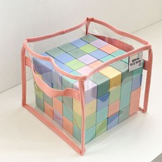 벨베이비 TPU 투명 아기 장난감 정리함 사각, 1개, 베이비핑크