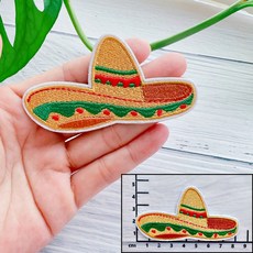 皮卡布 墨西哥玉米餅刺繡布貼, 1個, 墨西哥帽,熱熔膠