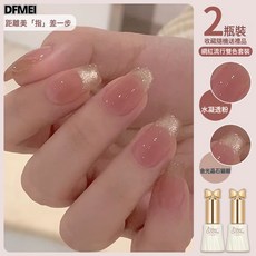 DFMEI 秋冬美拉德黑巧色指甲油膠顯白亮片套裝美甲店專用, 1個, 1g, 水凝透粉+金光晶石貓眼:如圖