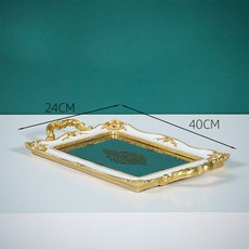 蛋糕盤 杯子蛋糕架 水果盤 三層水果架 鐵藝點心盤 下午茶點心架 家用蛋糕托盤 甜點架 三層蛋糕架 甜品架, 印花鏡面長方形, 1個