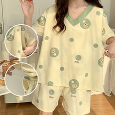 여름 임산부 잠옷 세트 오버사이즈 수유 반팔티 + 반바지 세트 임부복 실내복 상하세트 임부 수면 잠옷 YJW