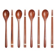 숨쉬는나무 자체제작 물방울 옻칠 나무 수저 세트, 천연옻칠, 1세트, 물방울 4인세트