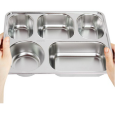 라온로드 5구 사각 깊은 식판, SILVER, 1개