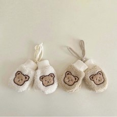 어린이 곰돌이 벙어리장갑 따뜻한 목걸이 분실방지 글러브