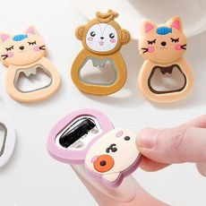 嗨購 卡通可愛矽膠多功能開瓶器 啤酒紅酒兩用 創意冰箱貼設計 開瓶輕鬆不費力, 顏色隨機1個裝, 1個