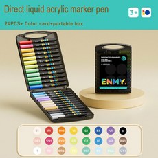 ENMY 아크릴 마커 펜 직접 액체 페인트 펠트 미술 용품 소프트 헤드 낙서 그림 quickdry 안료, 03 24 colors