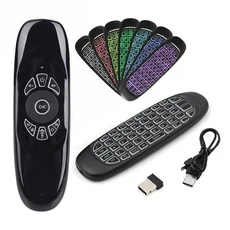 C120 RGB 백라이트 플라이 에어 마우스 자이로 센서 안드로이드 스마트 TV 박스 용 무선 2.4G RF 키보드 원, 01 Backlit