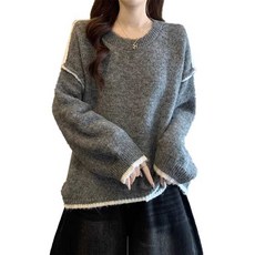 여성 오버핏 제품 긴팔 패션 디자인 편안한 고급 니트 스웨터 불규칙