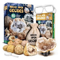 XXTOYS 挖掘水晶收藏家Break Open 10塊雷公蛋 隨機天然礦石剖石體驗 附放大鏡, 1個