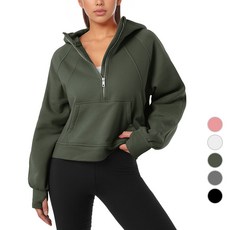 [GIVON] 기본 여성용 5color 기모 크롭 하프 무지 후드집업 / DCF281