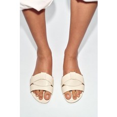 자라 크로스 레더 플랫 샌들 - 크림 화이트116367