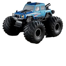 四驅越野RC水陸兩用玩具汽車, 加大號 - 越野藍 四輪四驅 防水防撞 一塊鋰電池丨充電續航約40分鐘, 1個