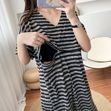 여름 반팔 수유원피스 외출 수유복 티셔츠형