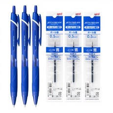 더주니 유니 제트스트림 SXN-150 단색 볼펜 3개 + 리필 3개 세트, 1개, 0.5mm 블루 3개 + 리필 3개 세트