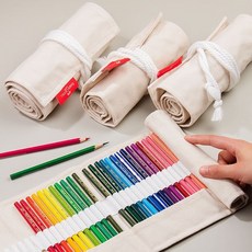 【工廠直供】德國同步筆簾 帆布捲筆袋 學生素描彩色筆簾繪畫, 1個, 76孔筆簾