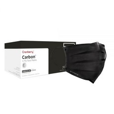 Cranberry USA 카본 블랙 페이스 마스크 일회용 4겹 신축성 있는 이어루프 의료 및 치과 레벨 3 (50개 팩), Cranberry USA 카본 블랙 페이스 마스크, 일