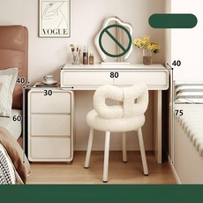 JWMALL 파우더장 수납장 원룸 전신거울 간이 작은방, 1개, 80cm 테이블 + 30cm + 버터플라이 체어