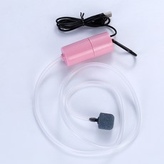 USB行動式增氧泵 小型超靜音魚缸養魚用品, 粉色 - 小氣量 - 單管單石, 1套