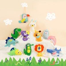 어린이를 위한 수제 펠트 DIY 재봉 키트 키즈 재봉 부직포 소재 가방, 5마리, 1개