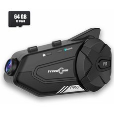 2K 카메라 28 라이더 1500M 모터사이클 헬멧 WiFi 통신 시스템 G 센서 잠금 IP65 64GB TF 카드가 포함된 프리드콘 블루투스 헤드셋 R1 PRO