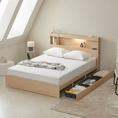 보루네오 코디 LED 서랍침대 SS 매트제외, 라이트내추럴