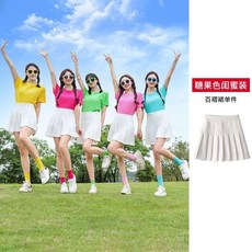 超值 閨蜜服糖果色恤短袖啦啦操團體表演服夏季 副廠商品, 百褶裙  單件,L 建議62.5-67.5公斤, N/A