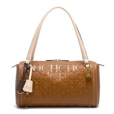 C-H 여성용 보스턴 백 가을 겨울 레터 디자인 텍스처 숄더백, 라이트 브라운