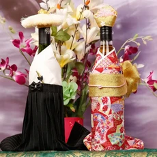 일본 기모노 스타일 식품점 와인 병 커버 장식 디스플레이 커플 레드 먼지 모자 포함 ZD913, 04 couple E