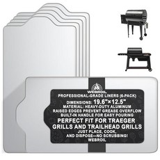 6 Packs BAC507 Drip Tray Liners for Traeger Pro 22 & 575 Most Rectangular Pellet Grills and Smoker, BAC408-6
