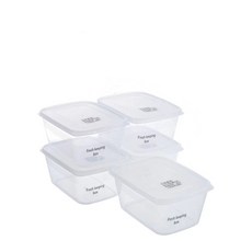The 사각 밀폐용기 냉장고 정리용기 전자레인지용 보관용기, 2세트, 1000ml x5p