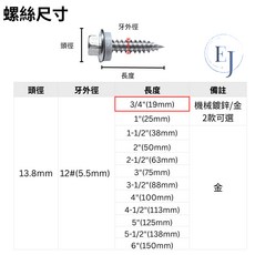 EJ (億展) 六角大華司尖尾螺絲 410C不銹鋼材質 薄材木工適用 多尺寸可選 台灣製造品質保證, 1個, 12#3/4 (19mm)-金款,200支