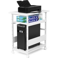 PC 왜건 CPU 캐스터 포함 3단 언더 데스크 수납 랙 슬림 폭 23.6 x 깊이 15.7 인치 (40 cm) 높이 27.6 (70 컴퓨터 책상 사이드, white