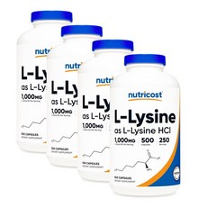 뉴트리코스트 L- 라이신 1000mg 캡슐 Nutricost L-Lysine, 500정, 4개