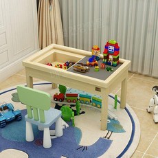 나무 장난감 레고테이블 놀이 책상 보드 게임 블록 놀이판 데스크, A. 블록 포함 80 무도장, 1개