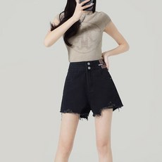 여성 여름용 데님 반바지 하이웨이스트 A라인 바지