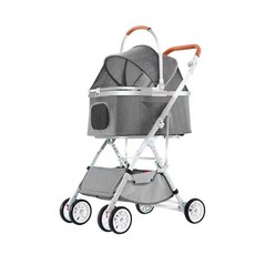 ㊆㊆犬貓館 icat 寵喵樂 可分離式寵物推車 BND103 可調節手把高低 一鍵收車 寵物外出推車, 灰色, 1個