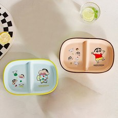 Keyiyijia 크레용 신짱 나눔 접시 2개입 KP003, 다크 브라운 + 블루, 1세트