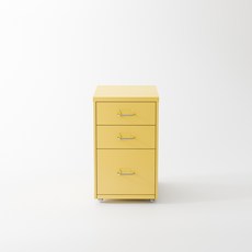 비유가구 Helmers 3개 실버 손잡이 서랍장 수납, 3단, 노란색