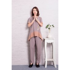 弘喧 雙色繡花 居士服 禪服 套裝