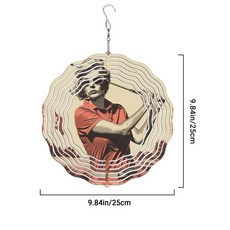 레트로 골프 레이디 바람종 내구성 철제 정원 장식 야외 감성 패턴 아트, round