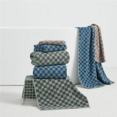 고리 체크 핸드타올 손수건 순면 핸드타올 타월 32, 1개, 레드