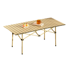 Wivibren 아웃도어 경량 접이식 롤 캠핑 테이블, 카키색