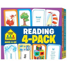 School Zone Reading 4-Pack Flash Cards: 224 Cards Preschool Kindergarten 1st Grade Sight Words, School Zone Reading 4-Pack Fla