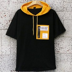 Yuniwoo 芥末黃短袖 [20支單面] 連帽T恤