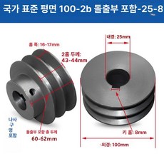 V벨트풀리 타이밍풀리 국가표준 보어 발전기 시브 부품, 100-2B 돌출대-25-8, 기본 모델명/품번